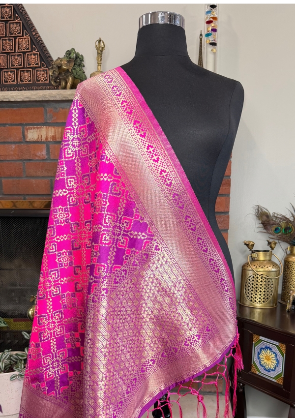 Rani Purple Patola Print Banarasi